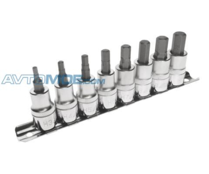 Набор головок торцевых с насадкой HEX 3/8" H3-H10, 8 предметов JTC /1 JTCH308H JTC (фото №1)