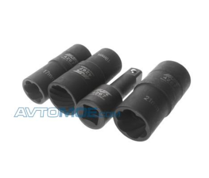 Набор головок двухсторонних для секретных болтов и гаек 17,19,21мм, 4 предмета JTC /1 JTC4267 JTC (фото №1)